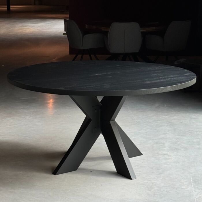 Eettafel Rond Matzwart Eiken 150x150cm